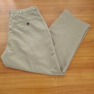 Haggar  Beige Flat‎  Polyester Linen  Chinos Mens Pants Casual 36x29